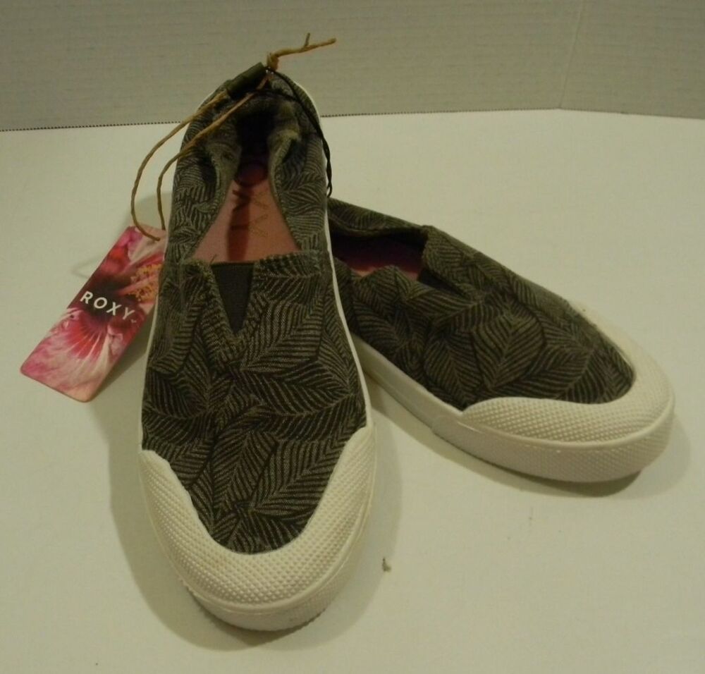 Roxy Olive Green Slip-ons Canvas Shoes NWT Size 10